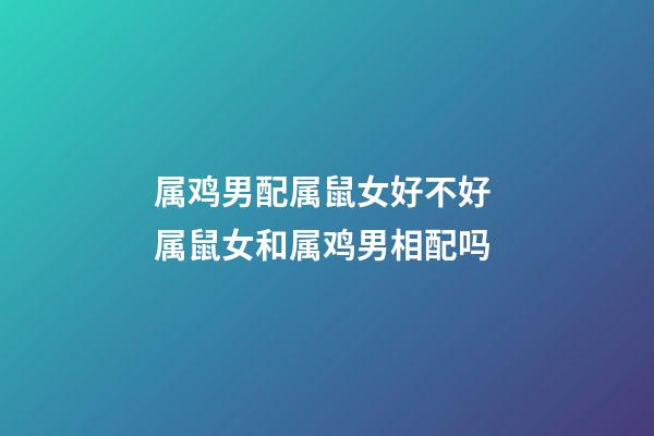 属鸡男配属鼠女好不好 属鼠女和属鸡男相配吗